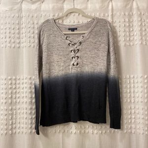 American Eagle Blue and Grey Ombré Knit Sweater